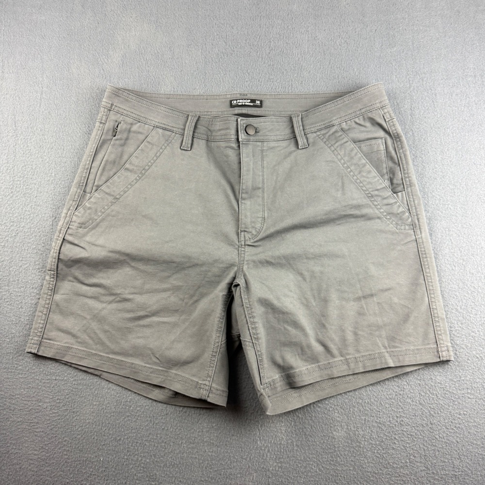 Proof Nomad Shorts Men's 36 (Fits 37) Gray Huckberry Chino Performance Stretch